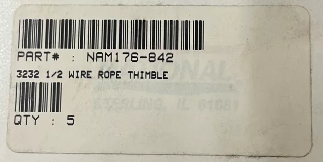 National Hardware 176-842 1/2" Wire Rope Thimble Zinc Plated - pack of 5 3