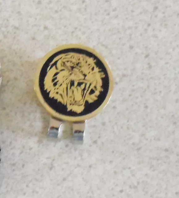 1  only GOLDEN TIGER  GOLF BALL MARKER WITH NICE  HAT CLIP