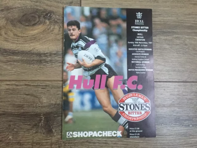 Hull fc v Swinton rugby league Programme 1991/92 season