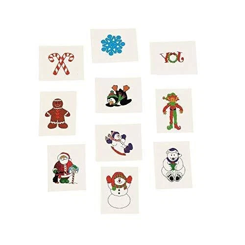 72 tatuajes temporales de vacaciones brillantes ~ favores de fiesta ~ caja del tesoro #4/1486