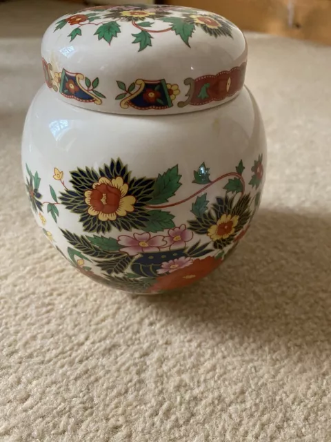 Vintage Sadler England Ginger Jar Tea Caddy & Lid Floral Design  6inch