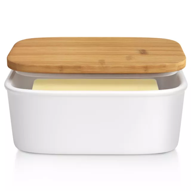 Butterschale mit Deckel Keramik Porzellan Aufbewahrungsbehälter Küche Halter weiß UK