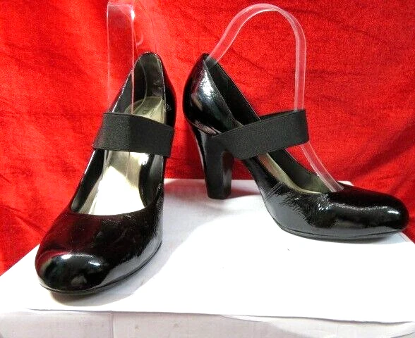 DUNE BLACK PATENT Leather Mary Jane Court High Heel Shoes, Size 7, EU