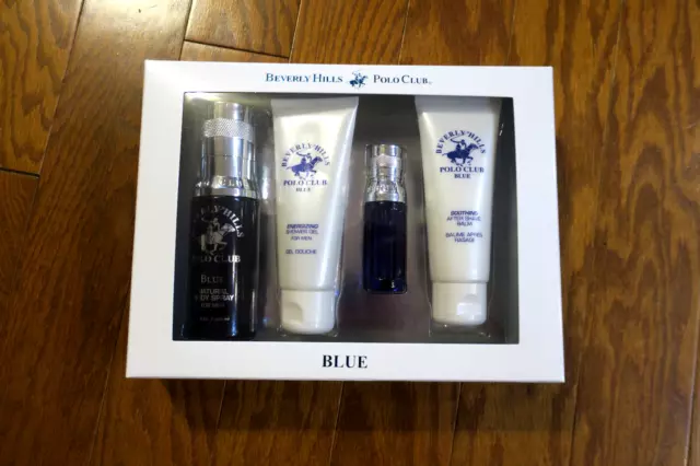 ❤️ POLO CLUB ❤️COLOGNE BLUE MEN 4pc. SET Original box DEODORANT BALM WASH SPRAY