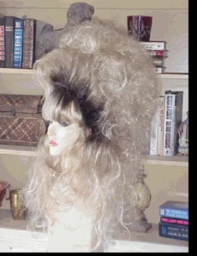 Sin City Wigs Big Hair Wig Long Wavy Curly Blonde Dark Roots Teased Sexy Wild