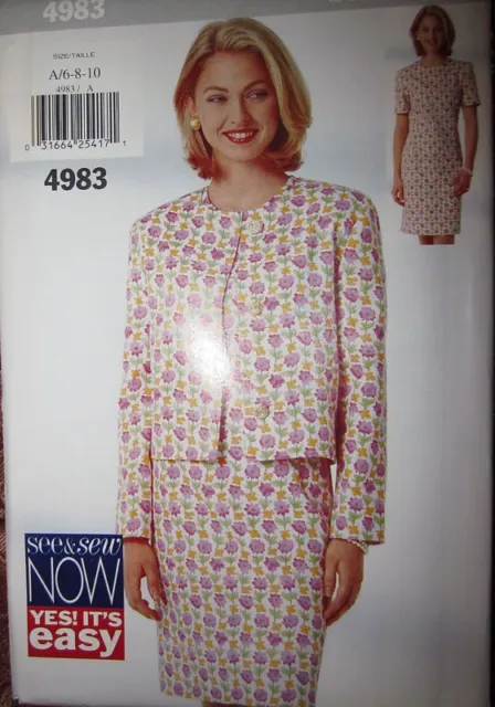 4983 Vintage Butterick SEWING Pattern Misses Jacket Dress UNCUT