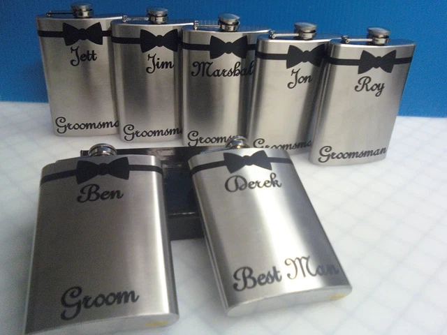 6 frascos de licor de acero inoxidable personalizados para boda soltero fiesta 6 u 8 oz.