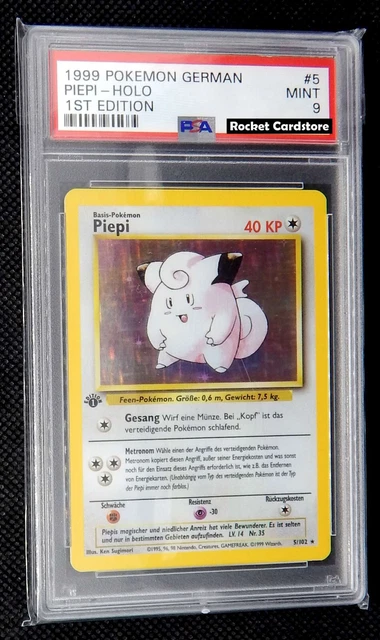 Pokemon Piepi Holo 1. Edition Clefairy DE 5/102 Base Set PSA 9 Mint