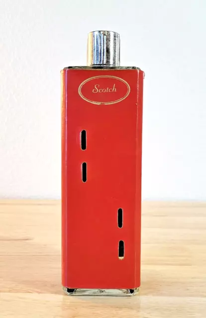 Vintage SWANK Red Leather Cover Scotch Flask Bottle from Portable Bar Travel Set