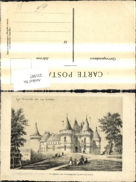 211507,Künstler Ak La Vallee de la Loire Chateau de Chaumont Loir et Cher Schlos