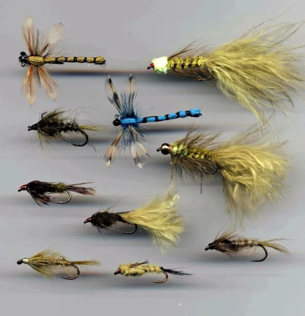 Trout Flies: Damselflies & Nymphs x 10 size 10 & 12 assorted (code 014)