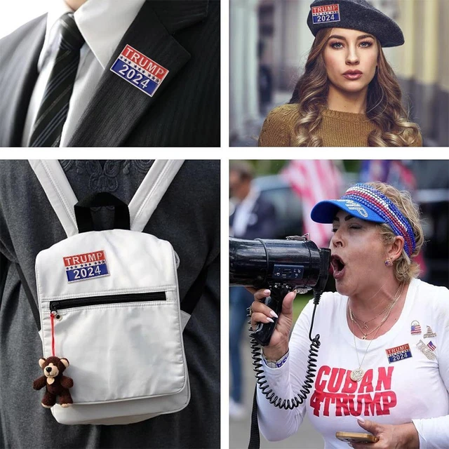 Spilla Trump 2024 Con Bandiera Americana – Spilla Patriottica In Lega Smaltata, Set Da 1 O 2 Pezzi, Per Uomini E Donne