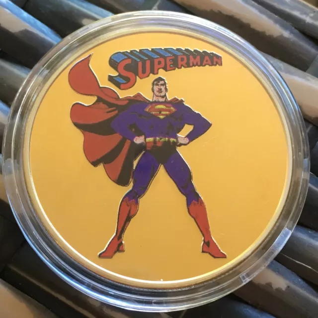 Superman Man Of Steel Coin Medallion Movie Finished In Gold 24k .999 1oz 40mm 2