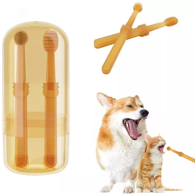 Pet Soft Silicone Toothbrush with Tongue Scraper, Dog Cat Teeth Cleaning Brush