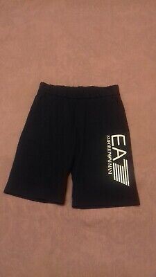 Boys EA7 Emporio Armani Navy Logo Print Bermuda Fleece Shorts, Age 12 Yrs - NEW