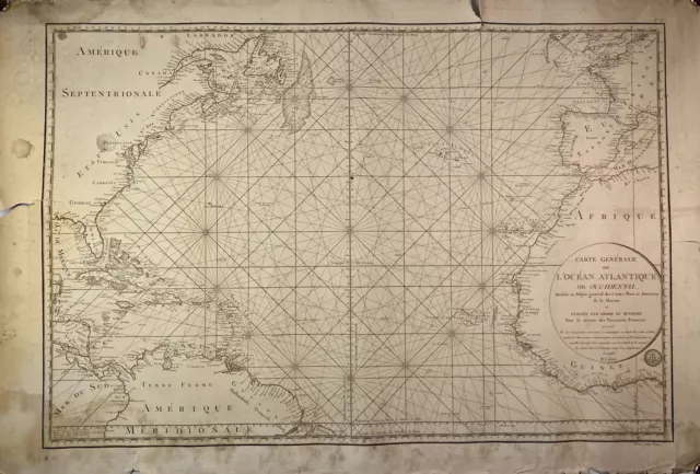 Carte Marine ancienne de la partie septentrionale de l'Océan Atlantique
