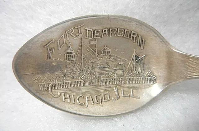 Sterling Silver Souvenir Spoon Chicago, IL Fort Dearborn, ca. 1900