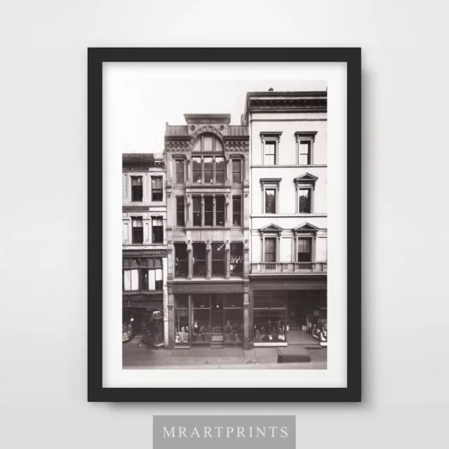 BLACK WHITE BUILDINGS STREET SCENE PHOTOGRAPHY ART PRINT Poster Vintage all size