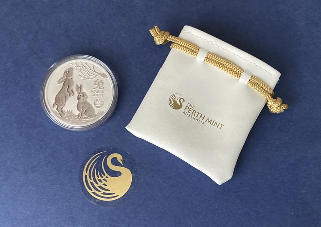 PERTH MINT SILVER 2023 1 oz Lunar Year of the Rabbit with Dragon Privy