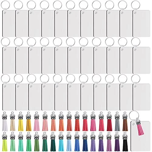 96 Pieces Sublimation Keychain Blanks Rectangle Sublimation Ornament