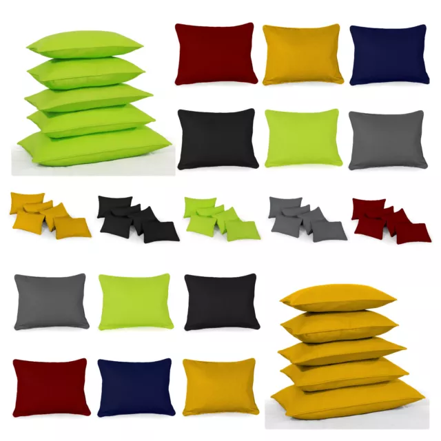 Cushion Covers Rectangular/Oblong 100% Cotton Zipped Plain Dyed Home Sofa Decor