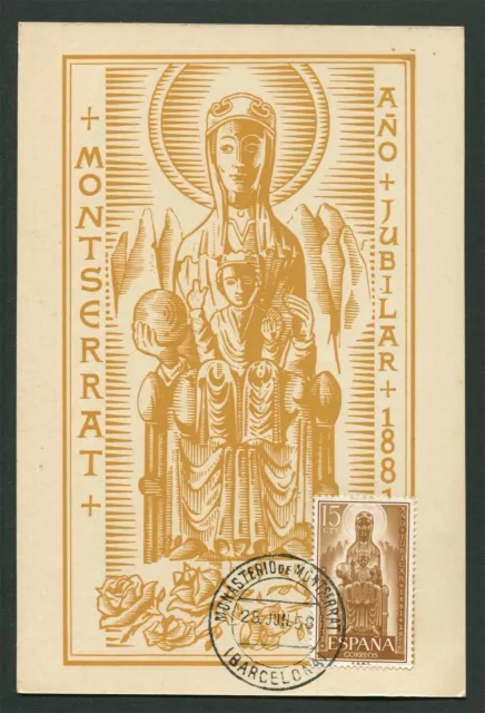 SPANIEN MK 1958 MADONNA MONTSERRAT MAXIMUMKARTE CARTE MAXIMUM CARD MC CM d4321