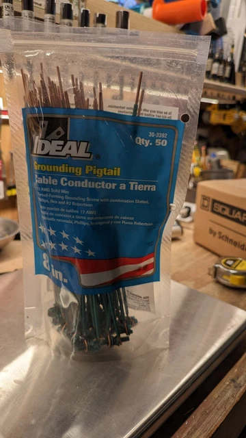 Ideal 30-3392 Grounding Pigtail,12 Awg,Green,Pk50