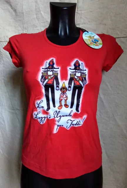 T-SHIRT DI COLORE ROSSO CON LUREX "Pinocchio" nuovo - tg 42/S