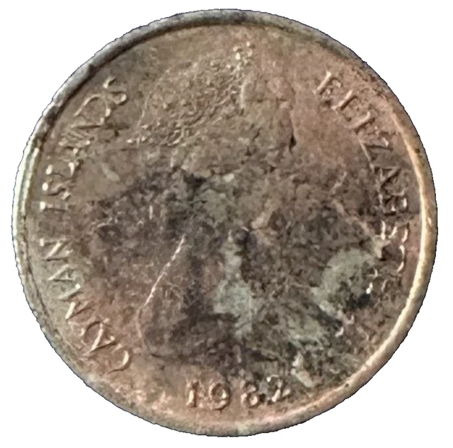 🔥 1982 Cayman Islands 10 Cents Green Sea Turtle Coin Queen Elizabeth II