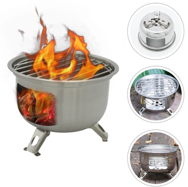 1 Set Herd Camping Versorgung Tragbare Grill Holzkohle Grill Edelstahl BBQ Herd
