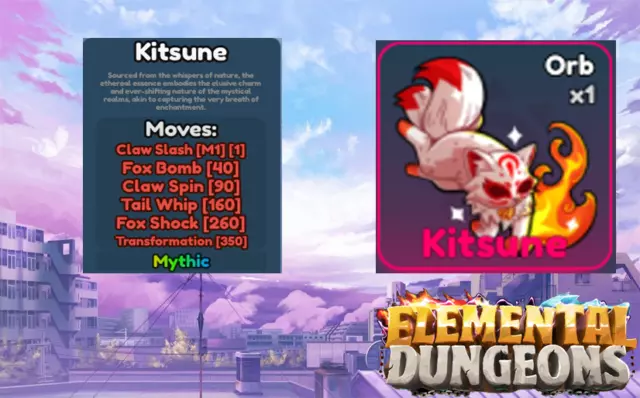 Roblox Elemental Dungeons " Kitsune " Mythic Element