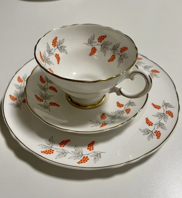 Vintage Crown Staffordshire Bone China Teacup, Saucer & Plate Set