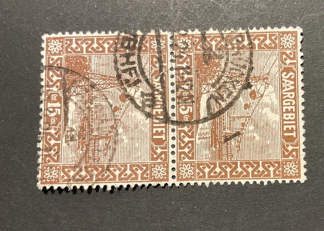 briefmarken saargebiet 1922 Mi 87 Waagerechtes Paar Sauber Gestempelt