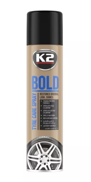 K2 BOLD - Spray pour pneus de voiture - Aérosol brillant - Aspect mouillé -...