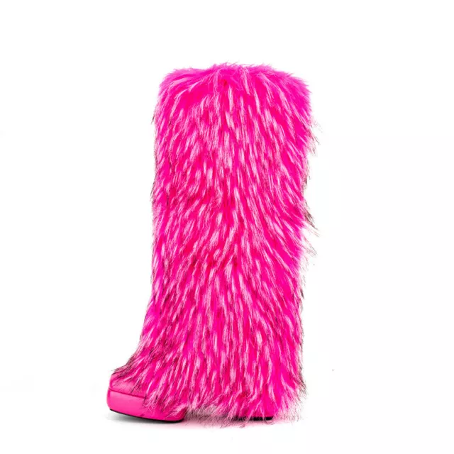 New Women Female Knee Length Boots, Winter Boots, Imitation Fox Fur Boots Hot