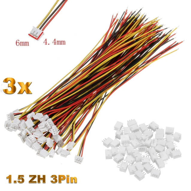 LATTECH 30 Juegos JST ZH 1.5MM 2 Pin Hembra Solo Conector Con Cables Planos 150mm 1007 28awg