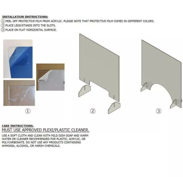 Sneeze Guard Free Standing Desk Check Out Counter Shield Clear 31.5” x 31.5”