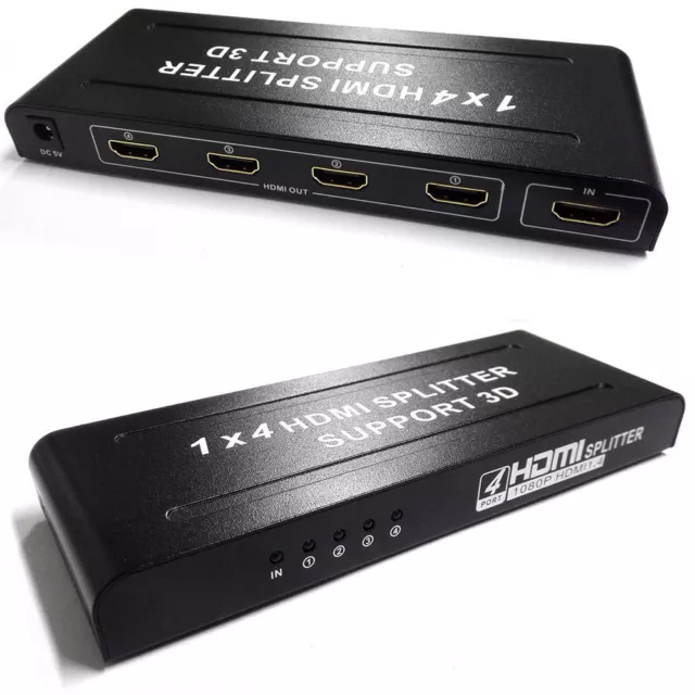 Hdmi Splitter Ver 1.4 Con 4 Uscite 1080P Led Alimentatore