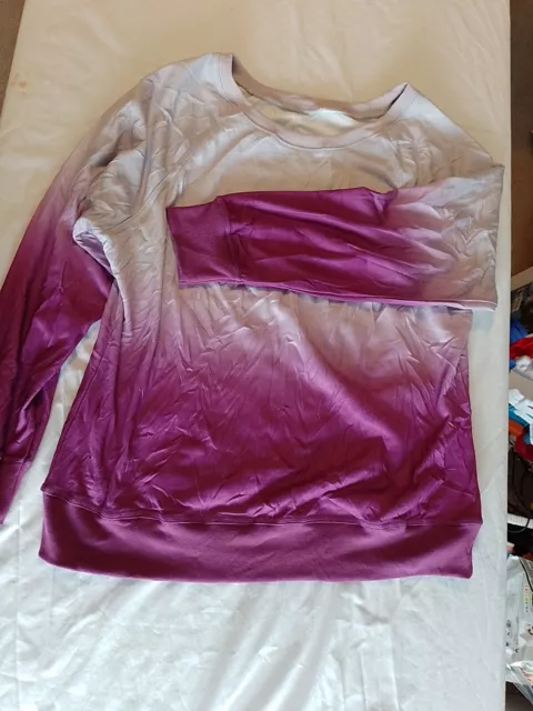 Ladies Jumper Unbranded Size Xl Round Neck Ombre Purple 21979