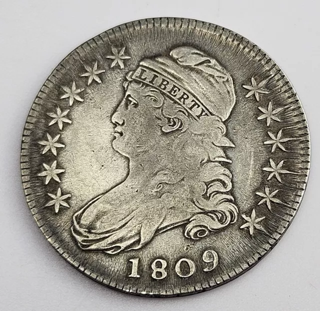 1809 P Philadelphia Mint Capped Bust Half Dollar 50c Old US 90% Silver Coin h463