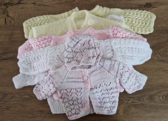 8 x Baby Girls  Hand Knitted Cardigan 0-3 Months