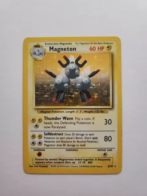 Pokémon TCG Magneton Base Set 9/102 Holo Unlimited Holo Rare