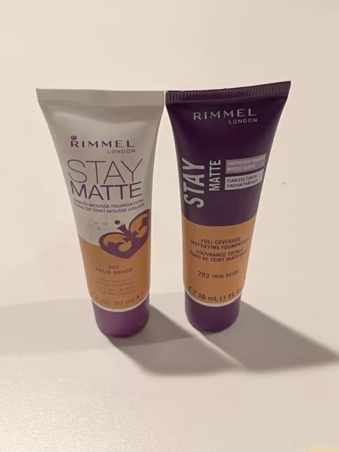 3 Pack Rimmel Stay Matte #203 True Beige Foundation 1 Fl/Oz Ea 3 Fl/Oz Total