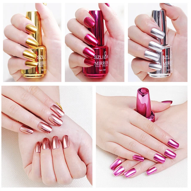 Esmalte de uñas metálico efecto espejo mágico cromo arte en uñas barniz 18 ml ❤