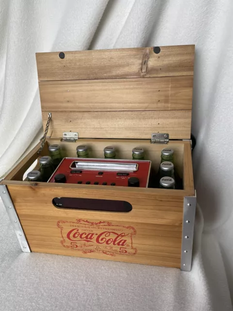 2002 Coca Cola Coke Wood Crate bottles AM FM  Radio Alarm Clock - Works Great