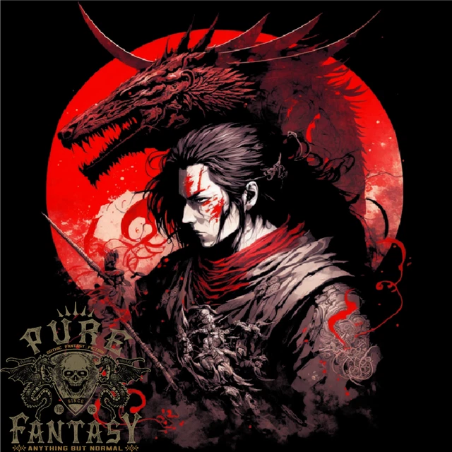 T-shirt giapponese Dragon Warrior Samurai Ronin da uomo cotone