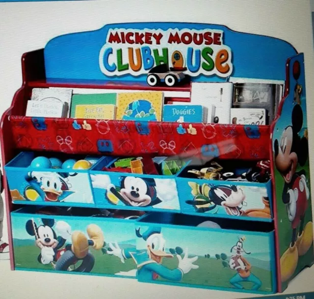 Wooden Kids Delta Children Deluxe Book Toy Organizer Disney Mickey Mouse Storage