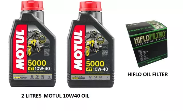 Oil and Filter For Kawasaki BN 125 Eliminator 1998-2007 Motul 5000 10W40 Hiflo