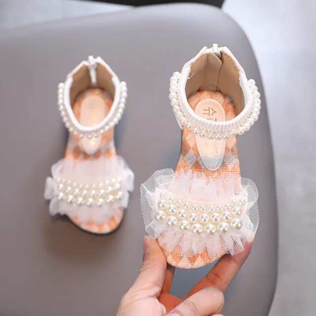 Scarpe da matrimonio principessa piatte in pizzo perla bambine bambini vacanze estive