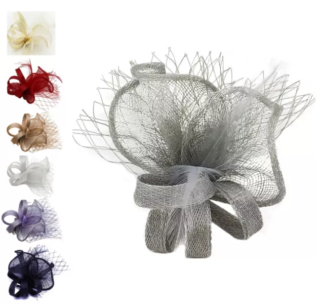 Women Small Flower Feather Hair Fascinator Brooch Clip Wedding Royal Ascot Party
